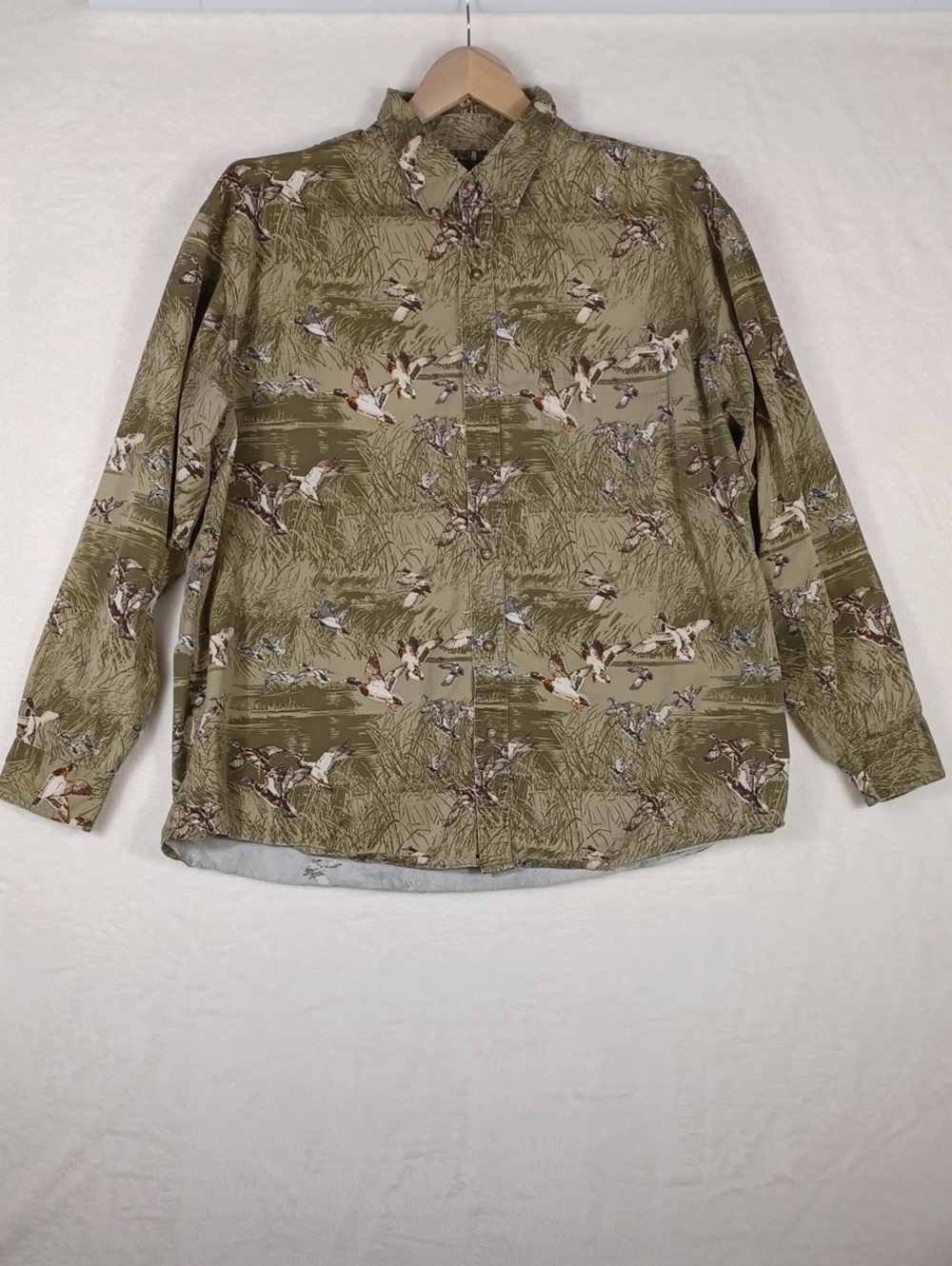 Woods And Water Outfitters Men's Long-Sleeve Button-Up Shirt Marsh Duck Print